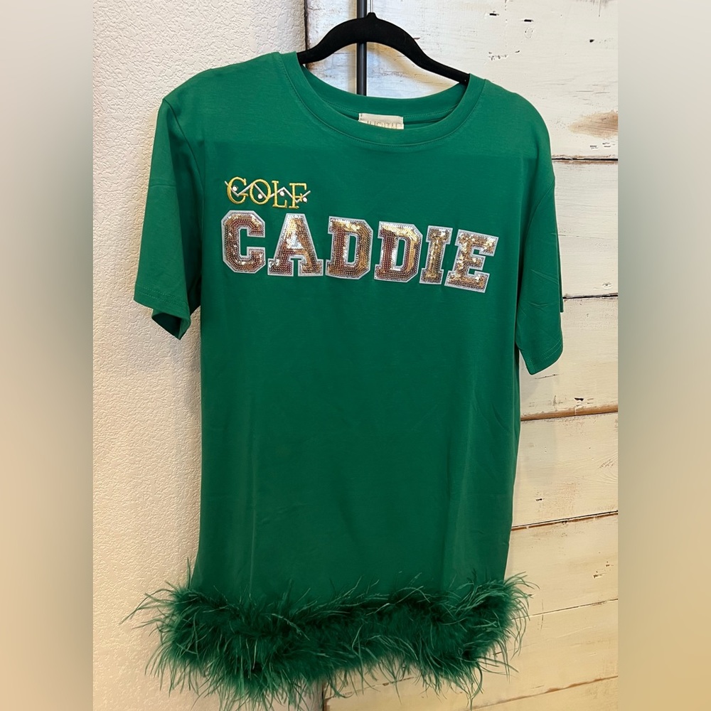 Judith March Caddie golf t-shirt dress with feathers!